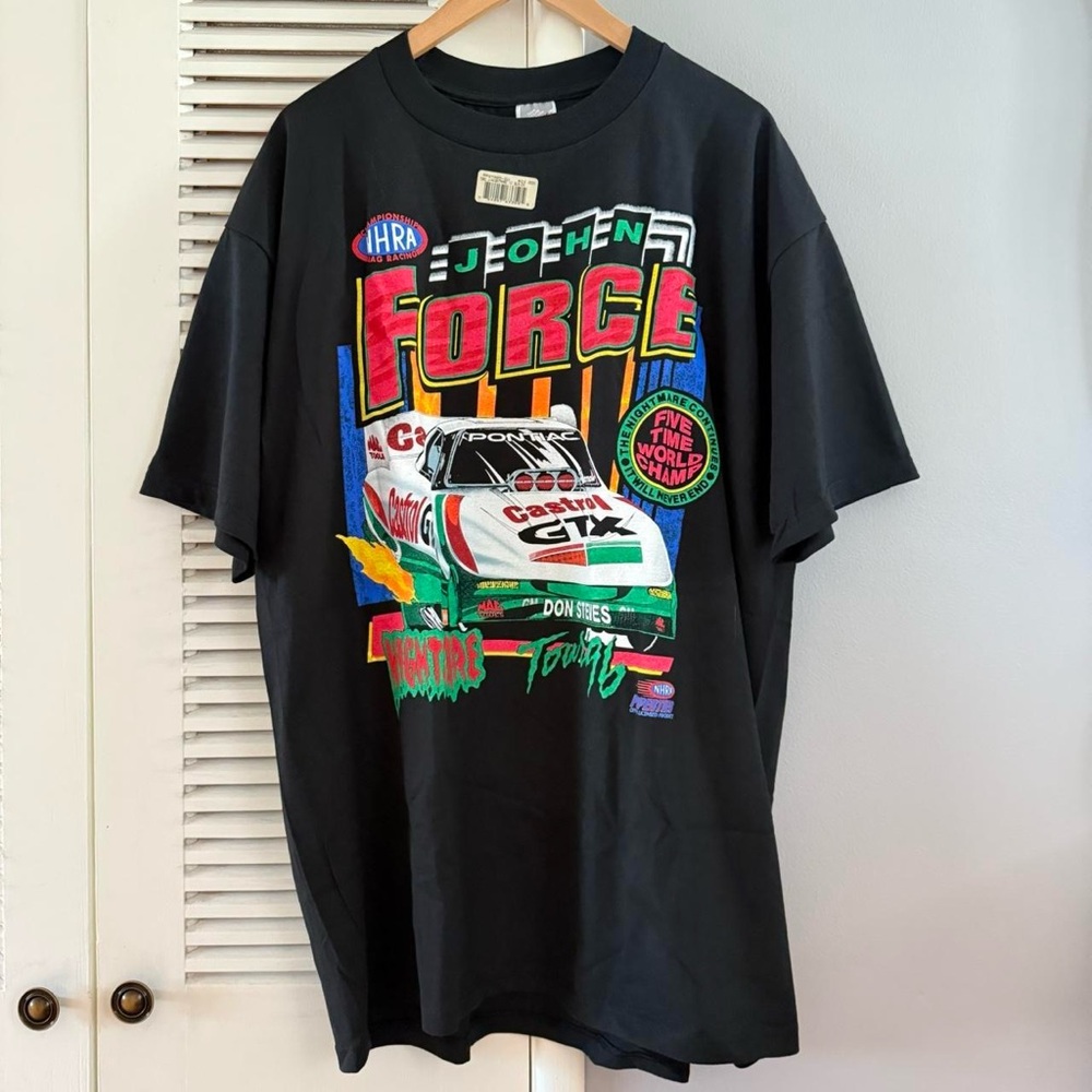 Vintage 90’s Deadstock John Force Nightmare Tour 1996 Castrol Hot Rod T-shirt NW